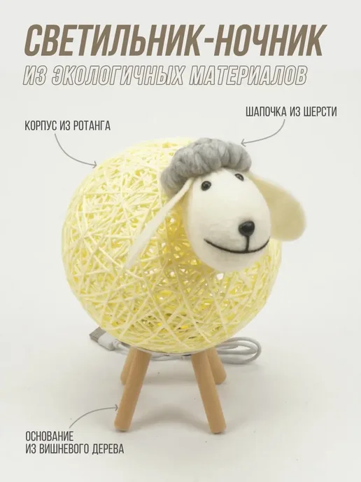 Ночник-барашек с ключевым выключателем, белый, фото 4