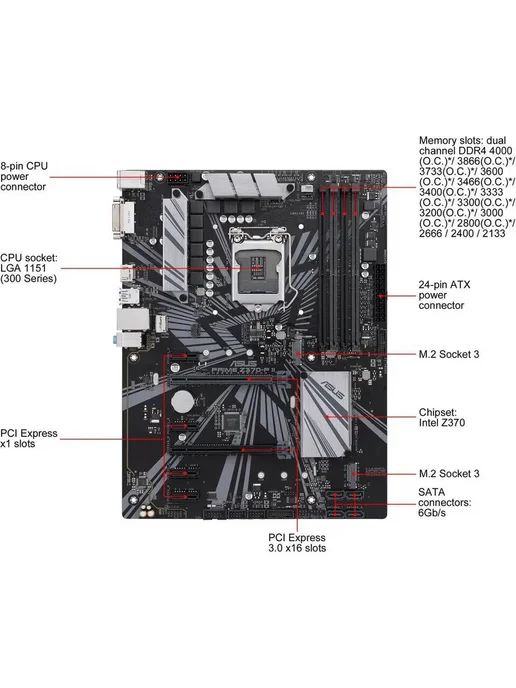 Asus Материнская плата PRIME Z370-P II LGA 1151 DDR4 ATX, вариант, фото 2
