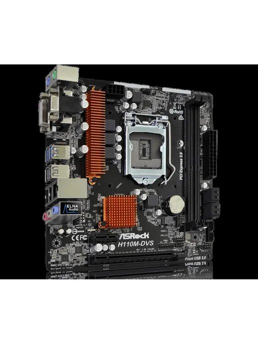 ASRock Материнская плата 1151 H110M-DVS R3.0, R3.0 LGA DDR4 Micro, фото 2