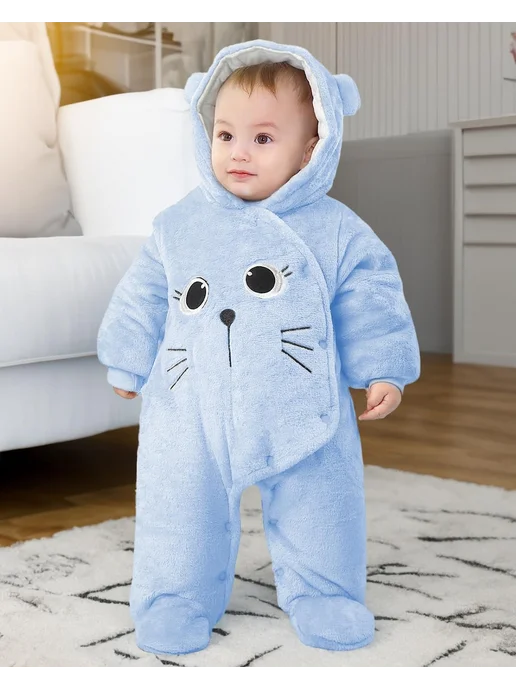 кигуруми кот для малышей, синий, фото 4