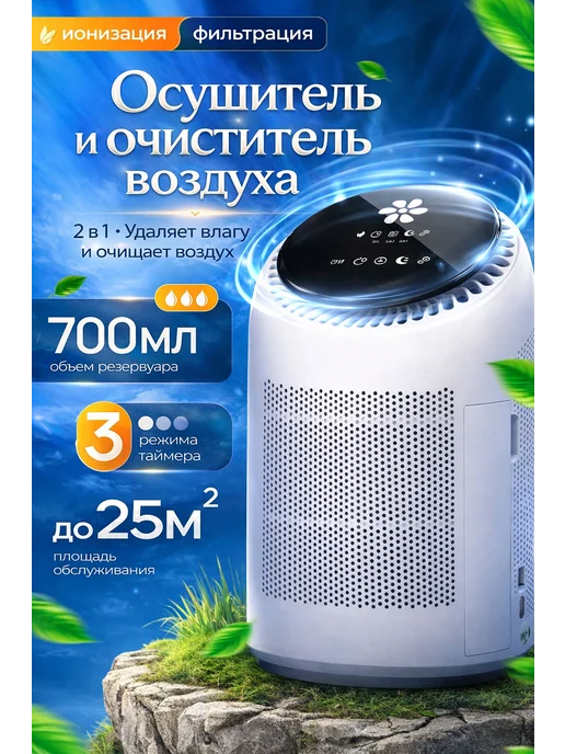 Осушитель воздуха для дома мощный очиститель ионизатор, белый