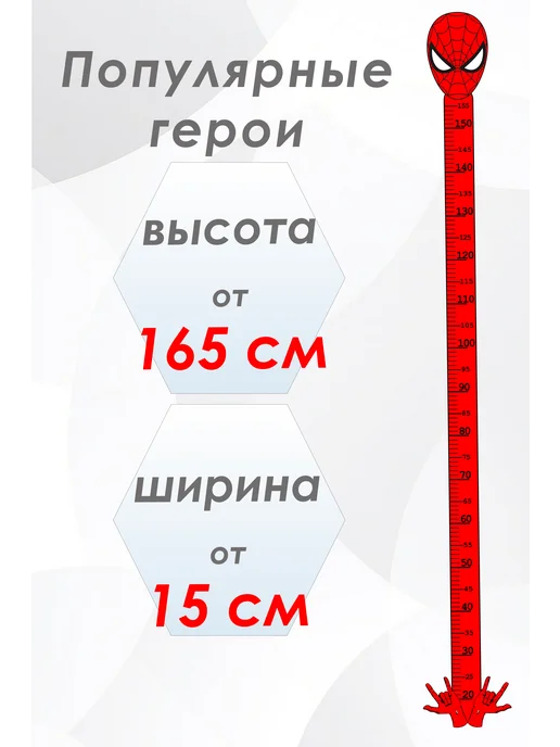Ростомер детский ЧЕЛОВЕК ПАУК, красный, фото 2