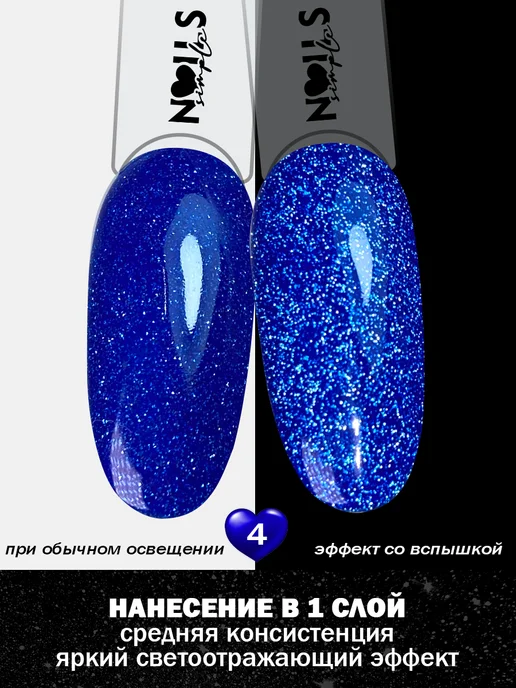 SimpleNails Светоотражающий гель-лак с блестками Cosmic Nebula, синий, фото 5