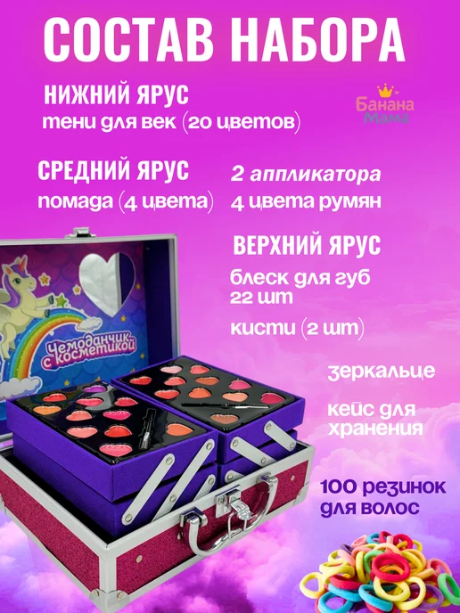 Банана Мама детская косметика кейс 3 яруса, вариант, фото 3