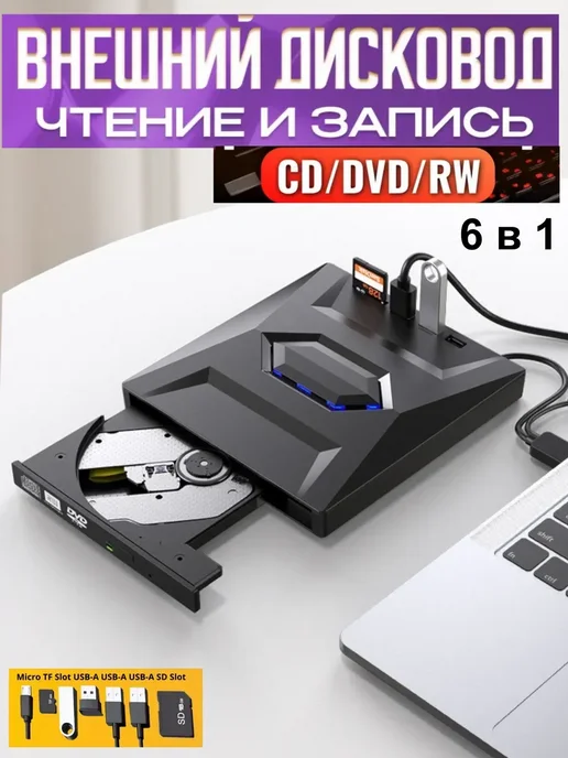 Дисковод внешний для ПК ноутбука CD-RW оптический привод, вариант