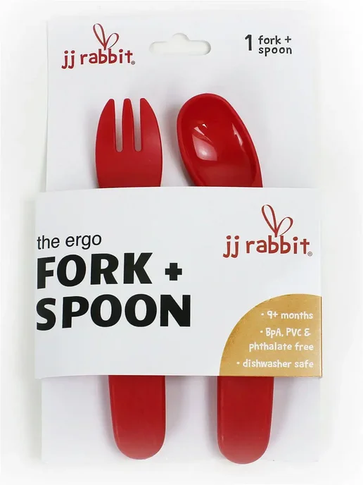 jjrabbit Набор для кормления ergoFORK, красный, фото 3