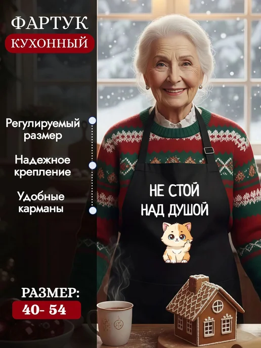 Мистер Фартук Фартук женский кухонный с принтом Не стой над душой, голубой, фото 2