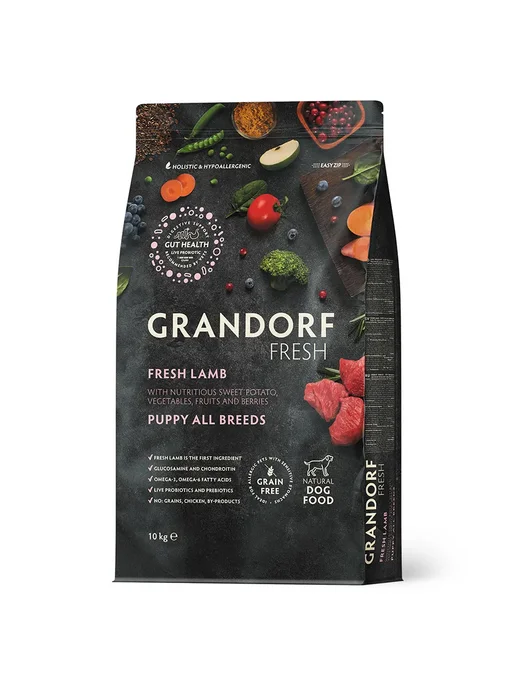 Сухой корм Grandorf fresh Батат для собак, щенки, ягненок, 10 кг