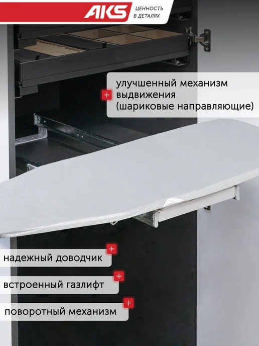 AksMebel Доска гладильная встраиваемая, серый AKS, серый, фото 2