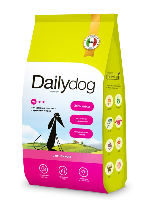 Сухой корм Dailydog для собак, крупные, средние, щенки, ягненок, 1,5 кг, фото 2