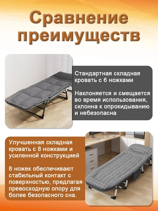 Раскладушка туристическая с матрасом 190х70см, вариант, фото 8