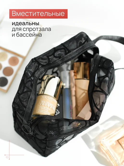 PocketHome Косметичка женская, дорожная, большая, набор, черный, фото 7
