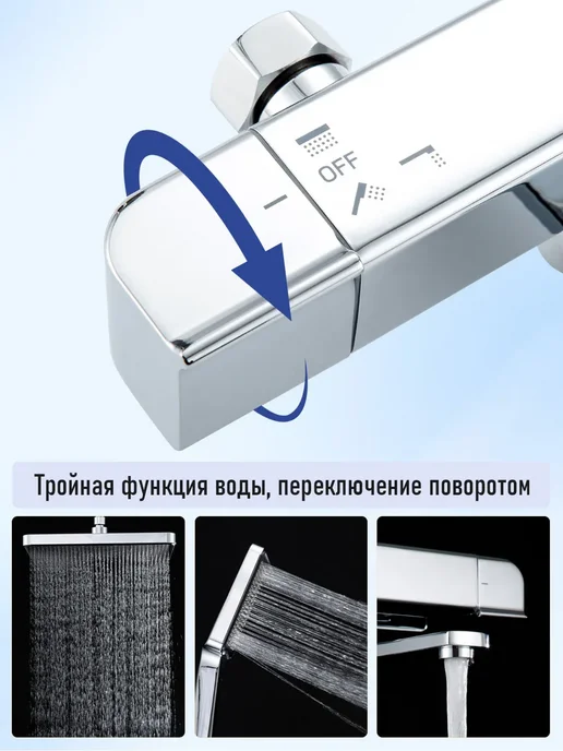 FRUD Душевая система с тропическим душем и термостатом,Y2400044, вариант, фото 5
