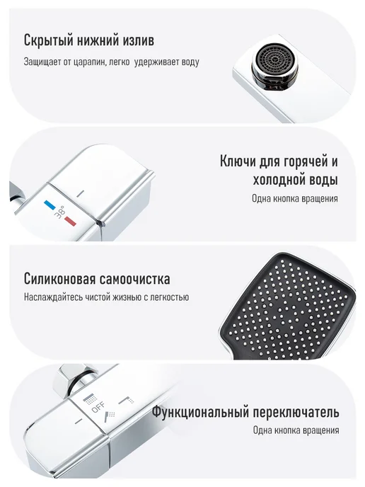 FRUD Душевая система с тропическим душем и термостатом,Y2400044, вариант, фото 7