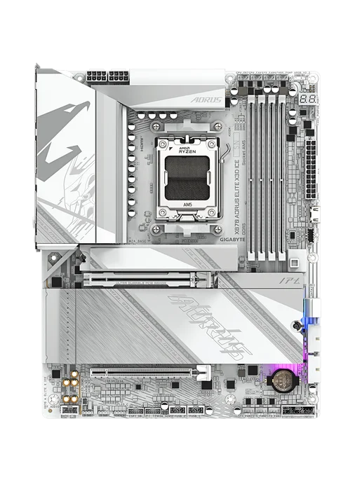 AORUS Материнская плата X870 ELITE WIFI7 AM5 AMD X870 ATX RT, белый, фото 6
