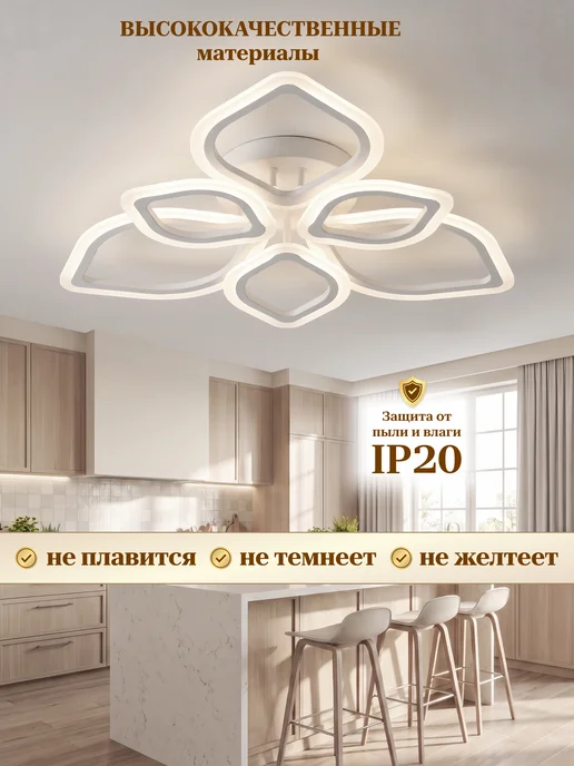 AINE Light Люстра светодиодная потолочная с пультом в зал, белый, фото 4