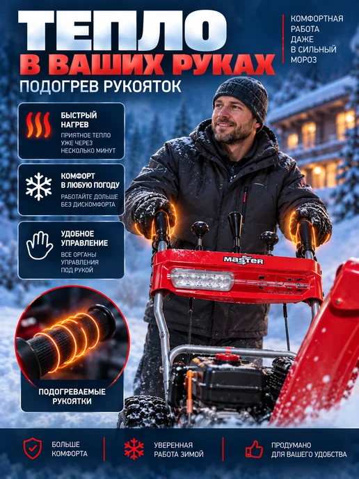 MASTER Снегоуборщик бензиновый самоходный 7 л.с. с электростартером, 7 л, фото 5