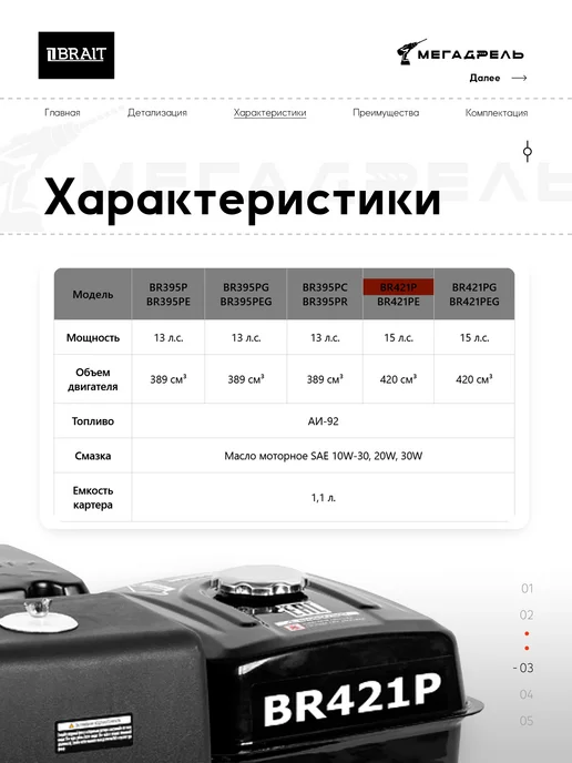 Двигатель бензиновый BR421PE, вариант, фото 4
