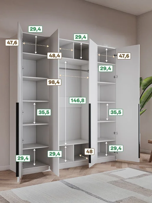 Woodcraft Распашной шкаф для одежды 200х50х220 Бежевый, Луас 4.2, 50x220, фото 2