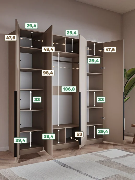 Woodcraft Распашной шкаф для одежды 200х55х210 Бежевый, Луас 4.2, 55x210, фото 2