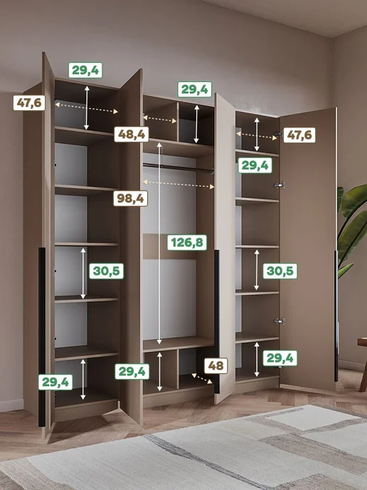 Woodcraft Распашной шкаф для одежды 200х50х200 Бежевый, Луас 4.2, 50x200, фото 2