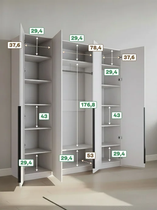 Woodcraft Распашной шкаф для одежды 200х60х240 Белый, Луас 4.2, 160x55x250, фото 2