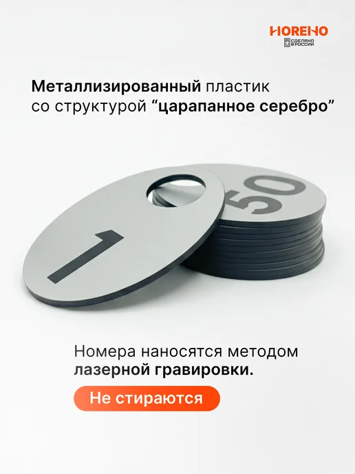 Номерки гардеробные 100 штук (от 1 до 100), серый, фото 3