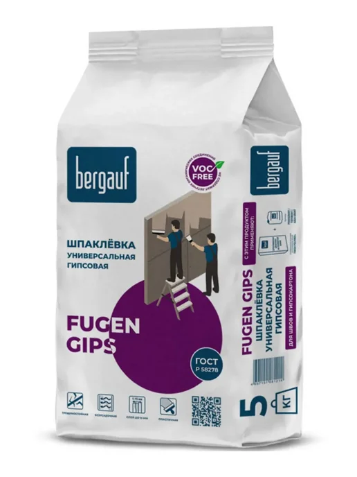 Bergauf Шпатлевка универсальная гипсовая 5кг Fugen Gips, 5 кг