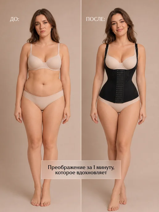FemmeSculpt Корсет утягивающий для талии осанки для похудения, черный, фото 5
