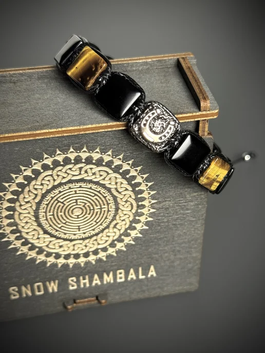SNOW SHAMBALA Браслет Лошадь с подковой из тигрового глаза и агата, черный, фото 5