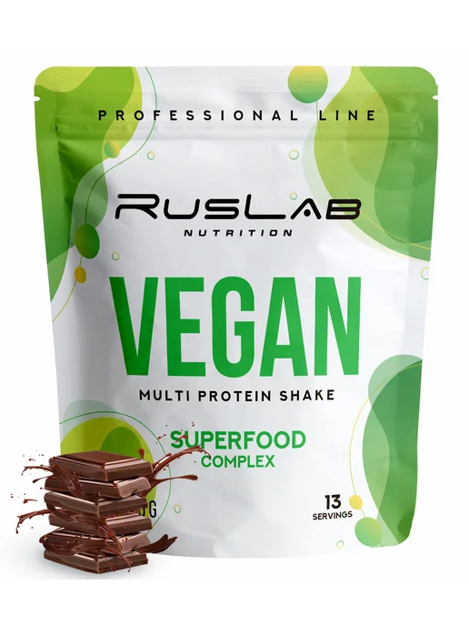 Ruslabnutrition Протеин веганский MULTI VEGAN коктейль 416г шоколад, 416 г, фото 2