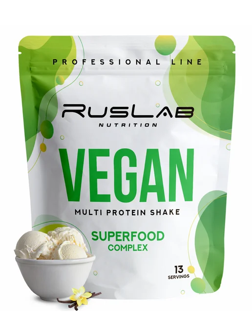 Ruslabnutrition Протеин веганский MULTI VEGAN коктейль 416г ваниль, 416 г, фото 2
