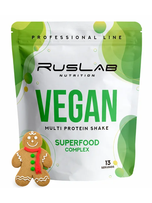 Ruslabnutrition Протеин веганский MULTI VEGAN коктейль 416г имбирный, 416 г, фото 2