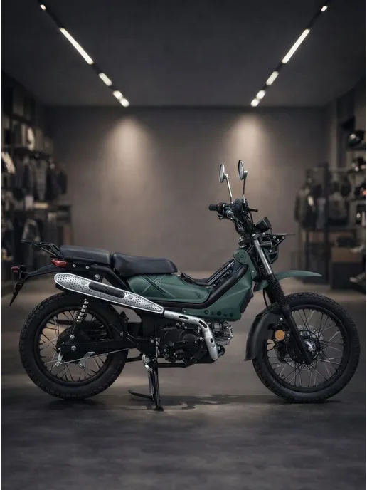 ТЕХНОМОТОРФ Мопед XTRAIL 110 см3 (49,9 см3) (оливковый темный), зеленый, фото 3