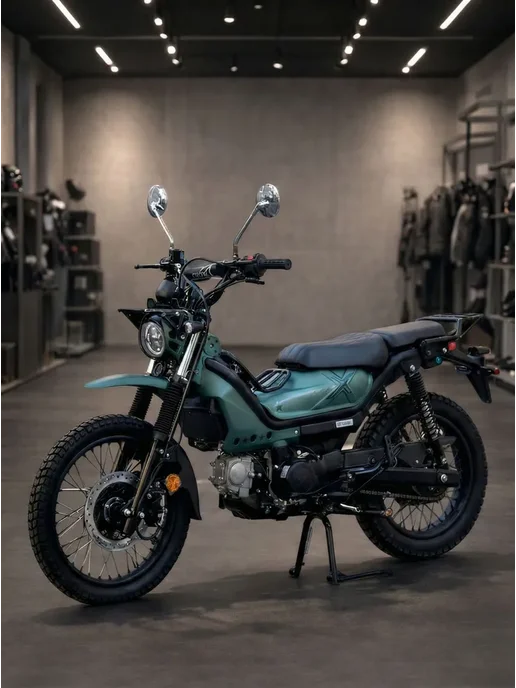 ТЕХНОМОТОРФ Мопед XTRAIL 110 см3 (49,9 см3) (оливковый темный), зеленый, фото 4