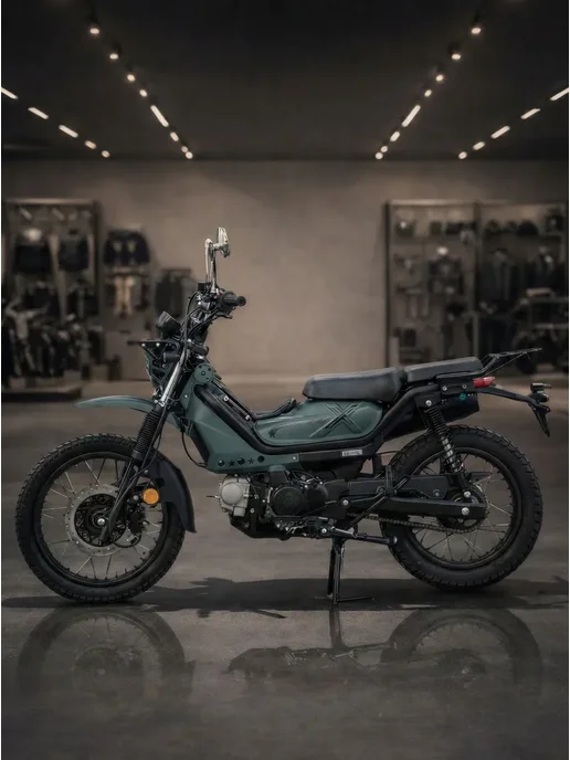 ТЕХНОМОТОРФ Мопед XTRAIL 110 см3 (49,9 см3) (оливковый темный), зеленый, фото 5