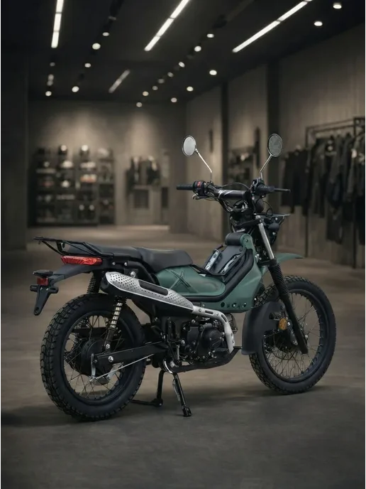 ТЕХНОМОТОРФ Мопед XTRAIL 110 см3 (49,9 см3) (оливковый темный), зеленый, фото 7