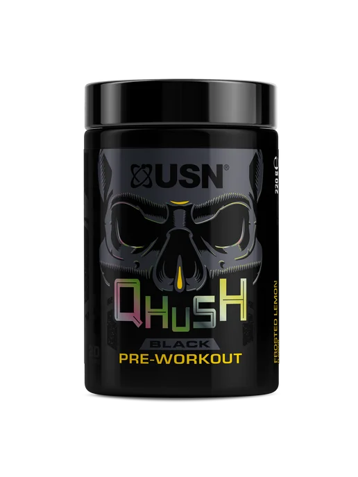 USN Qhush Black 220 грамм, Предтрен, Лимон, черный, фото 2