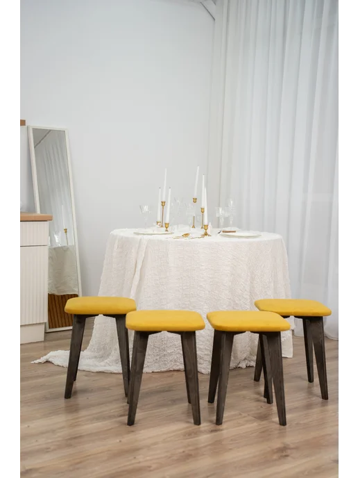 DiAlOff Табурет для кухни деревянный 2шт серый, 2 шт, желтый, фото 8