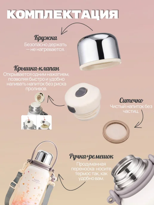 THERMOAURA Термос 1,5 литра для чая и кофе металлический нержавейка, розовый, фото 3