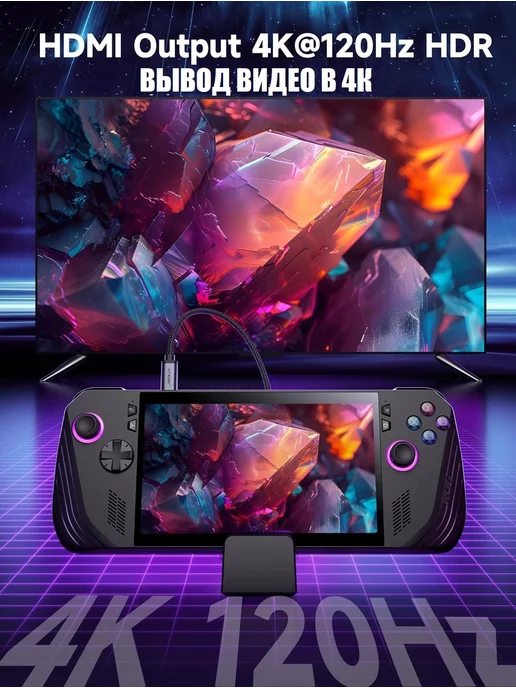 JSAUX Док-станция 6 в 1 для ROG Ally X, Steam Deck модульная, черный, фото 7