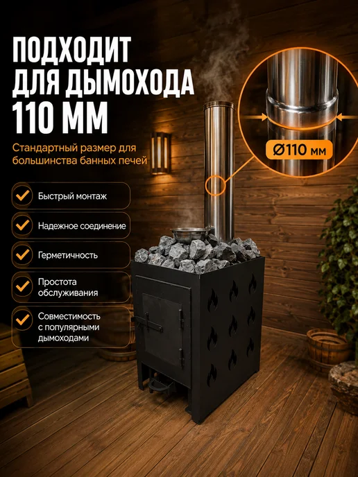 Руноробот Печь банная с баком и каменкой, нержавейка Искра, фото 2