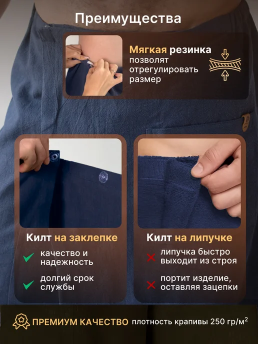ФИТАpar Килт мужской банный для бани и сауны из крапивы, синий, фото 4