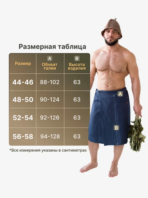 ФИТАpar Килт мужской банный для бани и сауны из крапивы, синий, фото 6