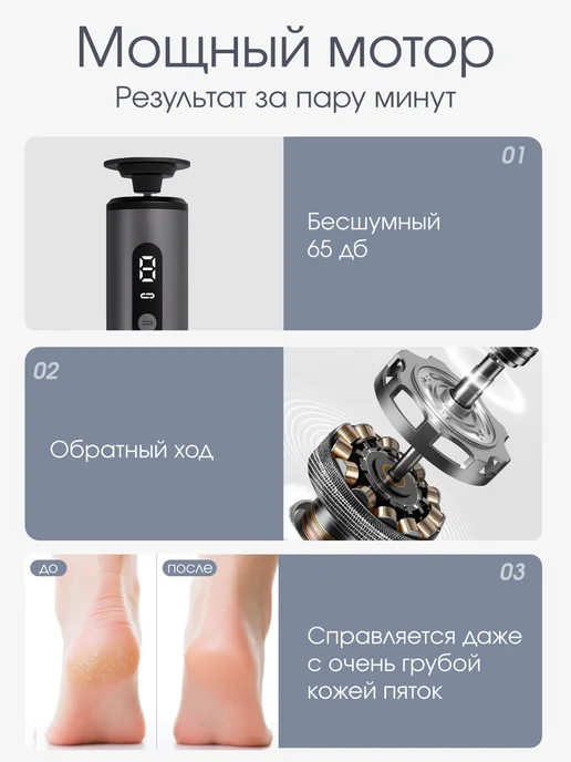 Электрическая пилка для пяток с набором насадок, черный, фото 4