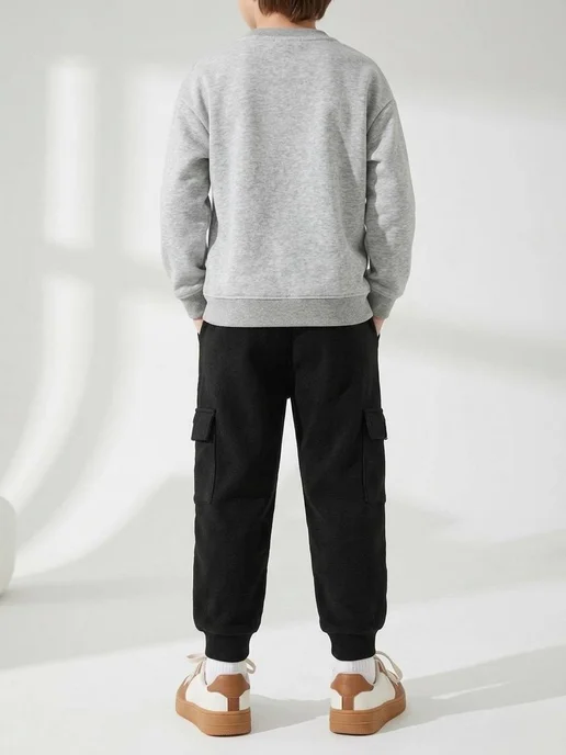 LACI KIDS Брюки спортивные свободные джоггеры без начеса, черный, фото 3