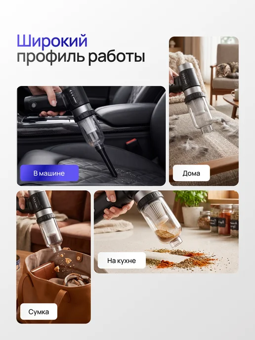 LIVORN Пылесос для автомобиля беспроводной мощный, черный, фото 4