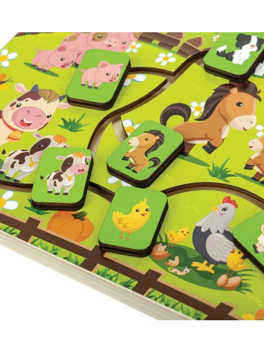 BRAUBERG KIDS Игра-лабиринт деревянная развивающая "Животные в деревне", вариант, фото 4