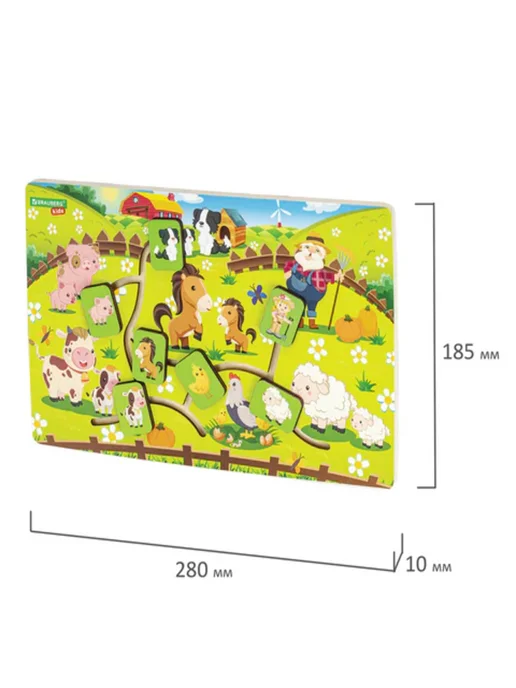 BRAUBERG KIDS Игра-лабиринт деревянная развивающая "Животные в деревне", вариант, фото 5