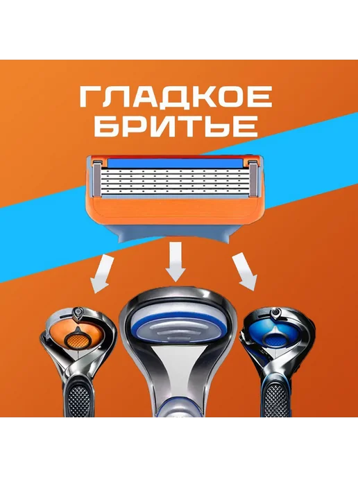 Сменные картриджи для бритвы 8 шт FUSION 5 (оранжевый), 8 шт, фото 2